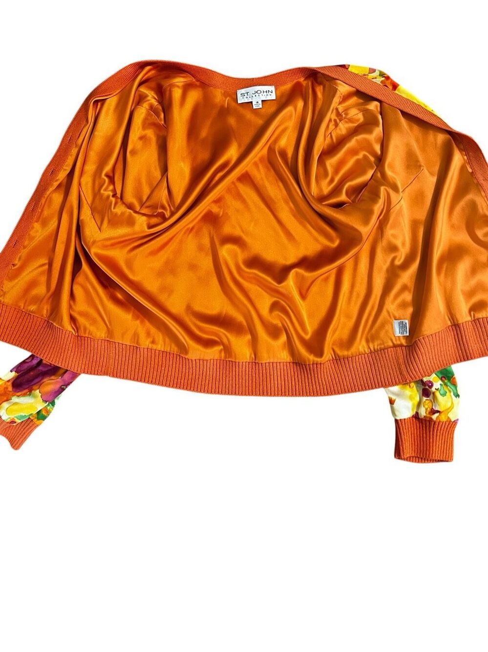 St John Collection 100% Silk Watercolor Floral Santana Knit Jacket 14 - Picture 6 of 8